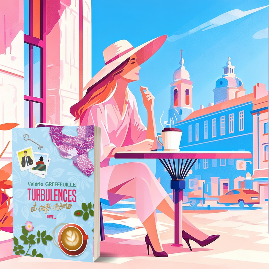 Femme a une terrasse de café et roman